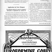0847 - Page 1296-XII - Correspondance. Révision d’accident du travail / Application du Tarif Maginot. Les médecins doivent-ils payer les imprimés nécessaires à l’application de l’article 64