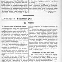 0864 - Page 1323 - Partie scientifique. Travaux Originaux. La dualité et la synergie glandulaire, (5earticle) [Dr Abramovitsch] / L’Actualité Scientifique. La presse. La transfusion du sang de l’animal à l'homme [(Paris médical, 27 janvier 1923)] / Le traitement de la gale par la frotte [(Prog. méd. 27 janvier 23)]