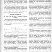 0869 - Page 1332 - Partie scientifique. L’Actualité Scientifique. Les Sociétés Savantes. Epithélioma du col utérin et radium, (Société de Chirurgie, 7 et 14-2- 1923) / Suture du coeur. Guérison, (Société de Chirurgie, 14-2-1923) / La maladie de Lane, (Société des Chirurgiens de Paris, 2-3-1923)