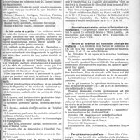 0886 - Page 1357 - Partie professionnelle. Reportage professionnel. Nouvelles et Informations. Le Foyer National des médecins français / La lutte contre la syphilis / Université d’Aix-Marseille / Association amicale des anciens médecins des corps combattants / Section de médecine de l’Association générale des étudiants / Faculté de médecine de Paris