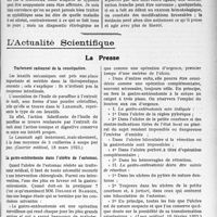 0978 - Page 1495 - Partie scientifique. Travaux Originaux. La syphilis héréditaire dans la pratique médicale, (13e article). Syphilis et affections de la peau. Les hématodermites d’origine syphilitique, par le Dr Leredde / L’Actualité Scientifique. La Presse. Traitement rationnel de la constipation [(Courrier médical, 18 mars 1923)] / La gastro-entérostomie dans l’ulcère de l’estomac [(Lyon médical, 10 février 1923)] / Les contre-indications de l’aspirine [(Journ. des prat. 3 février 1923)]