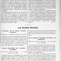 0982 - Page 1499 - Partie scientifique. L’Actualité Scientifique. La Presse. La curiethérapie dans le traitement des métrorragies en dehors des cancers et des fibromes [(Paris méd, 3 février 1923)] / Les Sociétés Savantes. Le Wassermann chez les femmes récemment accouchées, (Académie de médecine, 20-3-1923) / L’injection intra-trachéale par la méthode sus-glottique, (Soc. méd. des hôp, 16-2-1923) / Coqueluche grave traitée par le sang de convalescent, (Soc. méd. des hôp-, 16-2-1923) / Sur la technique de floculation (de Vernes) et la syphilimétrie, (Soc. méd. des hôp ; 9-2-1923)