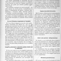 0985 - Page 1504 - Partie scientifique. L’Actualité Scientifique. Les Sociétés Savantes. Toulouse. Société de Médecine. Trois observations de méningite / Lésions traumatiques dues au foot-ball rugby / Un cas d’élévation congénitale de l’omoplate / Gangrène pulmonaire et pleurésie putride traitées par le sulfarsénol / Société de Chirurgie. Arthrite gonococcique / Lipome musculaire de la cuisse / Abcès sous-pectoral métapneumonique / Péritonite par abcès du rein