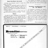 1019 - Page 1556-XII - Correspondance. Droit des médecins vaccinateurs officiels / Rente d’un blessé du travail / Assurance complémentaire à celle du « Sou Médical »