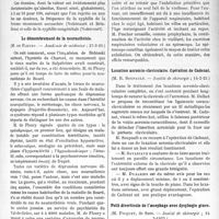 1038 - Page 1591 - Partie Scientifique. L’Actualité Scientifique. Les Sociétés Savantes. Réaction de Bordet-Wassermann chez les enfants, (Académie de médecine ; 27-3-23) / Le démembrement de la neurasthénie, (Académie de médecine ; 27-3-23) / L’entrainement respiratoire des vieillards, (Académie de médecine ; 27-3-23) / Luxation acromio-claviculaire. Opération de Cadenat, (Société de chirurgie ; 14-2-23) / Petit diverticule de l’oesophage avec dysphagie grave, (Société de chirurgie ; 14-2-1923)