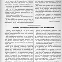 1049 - Page 1612 - Partie Scientifique. L’Actualité Scientifique. Les Livres. La ruée vers la loi des pensions / Madame l’infirmière inspectrice des nourrissons [Dr Cazalis]