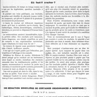 1106 - Page 1699 - Partie Professionnelle. Travaux Originaux. Mutualité familiale. Une heureuse initiative / Hygiène. Où faut-il cracher ? [Dr Courgey] / Une rédaction singulière de certaines ordonnances à morphine, par M. le Pr A. Astruc