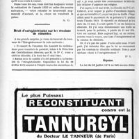 1135 - Page 1738-X - Correspondance. Les cotisations arriérées de la Mutualité Familiale / Droit d'enregistrement sur les cessions de clientèles