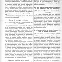 1159 - Page 1776 - Partie Scientifique. L'Actualité Scientifique. Les Sociétés Savantes. Paris. L’épreuve de la phénolsulfonephtaléine, (Soc. méd. des hôp. ; 9-3-1923) / Un cas de méningite vermineuse, (Société médicale des hôp. ; 16-3-1923) / Gigantisme congénital partiel du pied, (Soc. méd. des hôp. ; 16-3-1923) / Les deux types de compression cave supérieure : le type oedémateux et le type phlébectasique, (Soc. méd. des hôp. ; 16-3-1923) / Le cobaye peut-il être le réactif d’insalubrité d’un local, en matière de tuberculose ?, (Société de biologie ; 17-3-1923) / Sur la vision extra-rétinienne, (Société de Biologie ; 17-3-1923)