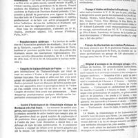 1177 - Page 1802 - Partie Professionnelle. Reportage Professionnel. Nouvelles et Informations. Association amicale des anciens médecins des corps combattants / Remplacements médicaux / Congrès de thalassothérapie de Venise / Société d’hydrologie et de climatologie clinique de Bordeaux et du Sud-Ouest / Voyage d’études médicales de Strasbourg / Voyage de pharmaciens aux stations Pyrénéennes / Hôpital d’urologie et de chirurgie urinaire