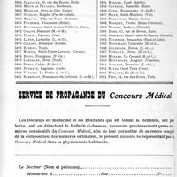 1239 - Page 1882-XXXIV - Sou médical. Admissions / Service de propagande du Concours Médical