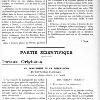 1250 - Page 1901 - Propos du Jour. Le scandale des carnets médicaux et les coopérateurs. La médecine coloniale : Jeunes confrères, méfiez-vous des trop alléchantes promesses ! L’offensive contre nos stations sanitaires continue [J. Noir] / Partie Scientifique. Travaux Originaux. Le traitement de la coqueluche, par le Dr Germain Blechmann