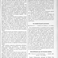 1324 - Page 2025 - Partie Scientifique. L’Actualité Scientifique. Les Sociétés Savantes. Paris. Un appareil pour respiration artificielle, (Académie de médecine ; 1-5 1923) / Syphilis et tuberculose pulmonaire fibreuse, (Académie de médecine ; 1-5-1923) / Les malades de guerre pensionnés, (Académie de médecine ; 1-5-1923) / Désensibilisation par cuti-réactions répétées, (Société méd. des hôp. ; 16-3-1923)