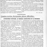 1344 - Page 2055 - Partie Professionnelle. Travaux Originaux. L’avenir de la profession médicale [Dr L. Dejace] / Comptes rendus, documents, pièces officielles. L’infirmière-visiteuse, le médecin inspecteur et la nourrice