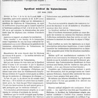 1346 - Page 2059 - Partie Professionnelle. Comptes rendus, documents, pièces officielles. Syndicat médical de Lille et de la région, (16 mars 1923) / Syndicat médical de Valenciennes, (18 mars 1923)
