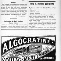 1350 - Page XLVII-2065 - Correspondance. Laparotomie avec sutures n’ayant pas tenu / Application du Tarif Maginot. Régions libérées / Note de pratique quotidienne. Régime et traitement de la diathèse urique