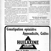 1357 - Page 2072-LIV - Documents officiels. A l’officiel. Circulaire relative à la prophylaxie des maladies transmissibles par l’eau / Loi du 7 avril relative à la titularisation des médecins aides-majors de complément à titre temporaire, non pourvus de leur diplôme à la date du 24 octobre 1922 / Questions des parlementaires et réponses des ministres. Admission à l’assistance aux femmes en couches