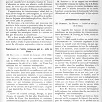 1385 - Page 2118 - Partie Scientifique. L’Actualité Scientifique. Les Sociétés Savantes. Paris. L’appréciation pré-opératoire du fonctionnement rénal, (Société de chirurgie ; 7-3-1923) / Traitement de l’ulcère variqueux par la « botte de Unna », (Société de chirurgie ; 21-3-1923) / Ostéite typhique du radius, (Société de chirurgie ; 21-3-1923) / Ostéosareome et traumatisme, (Société de chirurgie 21-3-1923)