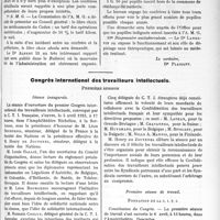 1402 - Page 2143 - Partie Professionnelle. Comptes rendus, documents, pièces officielles.... Syndicat départemental des médecins de la Sarthe, 10 avril 1923 / Congrès international des travailleurs intellectuels, Première session