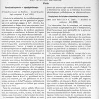 1440 - Page 2205 - Partie Scientifique. L’Actualité Scientifique. La Presse. L’épreuve de la phénosulfonephtaléine [(La Médecine, mars 23)] / Les Sociétés Savantes. Paris. Spondylodiagnostic et spondylothérapie, (Société de pathologie comparée, 8 mai 1923) / Prophylaxie de la tuberculose chez le nourrisson, (Académie de médecine, 15-5-1923)