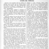 1445 - Page 2214 - Partie Professionnelle. Travaux Originaux. Un joli cadeau à faire au corps médical. L’ordre des médecins