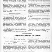 1447 - Page 2218 - Partie Professionnelle. Travaux Originaux. Un joli cadeau à faire au corps médical. L’ordre des médecins / L’exercice de la médecine aux colonies