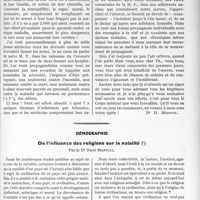 1450 - Page 2225 - Partie Professionnelle. Travaux Originaux. Le concours médical et ses filiales. Mutualité familiale [Dr H. Mignon] / Démographie. De l’influence des religions sur la natalité, par le Dr René Martial [Dr Félix Legros]