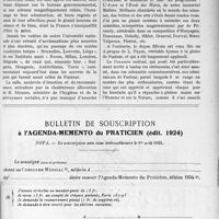 1466 - Page LI-2249 - Correspondance. Les fêtes du Centenaire de Pasteur / Bulletin de souscription à l’agenda-memento du praticien (édit. 1924)