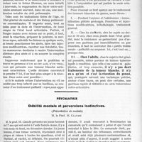 1488 - Page 2281 - Partie Scientifique. Travaux Originaux. Comment traiter les tumeurs blanches du genou, par Georges Audain / Psychiatrie. Débilité mentale et perversions instinctives, (Présentation de malade), M. le Prof. H. Claude