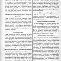 1501 - Page 2304 - Partie Scientifique. L'Actualité Scientifique. Les Sociétés Savantes. Lyon. Société Nationale de médecine et des sciences médicales. Empoisonnement par le véronal / Thrombose de l’artère sylvienne chez un tuberculeux pulmonaire / Inversion viscérale / Obstruction intestinale liée à des fibromyomes utérins / Un cas de sarcomatose cutanée / Rétrécissement tricuspidien / Lithiase de la glande sous-maxillaire / Cholestéatome juxta-thyroïdien / Généralisation de sarcome mélanique