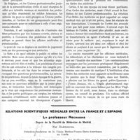 1510 - Page 2319 - Partie Professionnelle. Travaux Originaux. Un joli cadeau à faire au corps médical. L’ordre des médecins / Relations scientifiques médicales entre la France et l'Espagne. Le professeur Recasens Doyen de la Faculté de Médecine de Madrid, par Dartigues