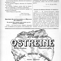 1529 - Page 2344-LIV - Documents officiels. A L’officiel. Constitution d’une Commission pour étudier l’influence éventuelle des rayons X dans le voisinage / Questions des parlementaires et Réponses des ministres. Ne peuvent être nommés aides-majors que les docteurs en médecine / Concours de médecins directeurs de sanatoriums / Concours de médecins directeurs de sanatoriums