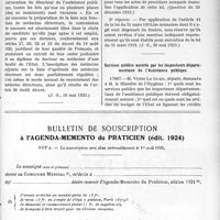 1530 - Page LV-2345 - Documents officiels. Questions des parlementaires et Réponses des ministres. Concours de médecins directeurs de sanatoriums / Les mémoires des médecins experts au tribunal des pensions sont dispensés du timbre / Services publics assurés par les inspecteurs départementaux de l’Assistance publique / Bulletin de souscription à l’agenda-memento du praticien