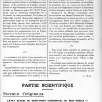1542 - Page 2365 - Propos du jour. L’exercice de la médecine aux colonies. Une conférence à l’Association des Etudiants / Partie scientifique. Travaux Originaux. L'état actuel du traitement chirurgical du rein mobile, par Dartigues. Opportunité et indications opératoires