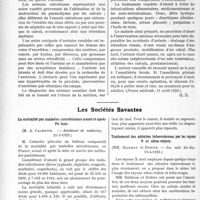 1557 - Page 2394 - Partie scientifique. L’actualité Scientifique. La Presse. Les urémies curables [(Presse médicale, 11 avril 1923)] / Les Sociétés Savantes. La mortalité par maladies microbiennes avant et après Pasteur, (Académie de médecine, 29-5-1923) / Traitement des adénites tuberculeuses par les rayons X et ultra-violets, (Soc. méd. des hôp. 13-4-1923)