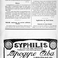 1581 - Page 2434-XLVIII - Correspondance. Point de départ de la prorogation de bail / Maladie contractée au service militaire. Preuve / Application du Tarif Breton. Extraction de corps étrangers