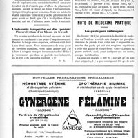 1597 - Page 2450-X - Correspondance. Exercice de la propharmacie / L’indemnité temporaire est due pendant l’incarcération d’un blessé du travail / Note de médecine pratique. Les gants pour radiologues