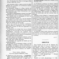 1621 - Page 2474 - Partie scientifique. L'Actualité Scientifique. Les Livres. Traité des fractures des membres, par H. Judet, l'expansion scientifique française, Paris 1922 / La phimosiectomie, ou circoncision par suture circulaire invaginée, par L. Dartigues et E. Roucayrol, Vigot frères, éditeurs, Paris 1922 / Leçons élémentaires de clinique médicale, par Dr A. Rémond, édition du livre de France, Paris 1922 / Erratum
