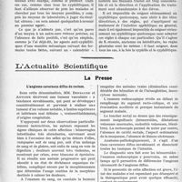 1671 - Page 2522 - Partie scientifique. Travaux Originaux. Clinique chirurgicale. La syphilis héréditaire dans la pratique médicale prophylaxie. Traitement, par le Dr Leredde / L’actualité Scientifique. La Presse. L’angiome caverneux diffus du rectum [(Arch. des mal. de l’app. digestif, janvier 1923)]