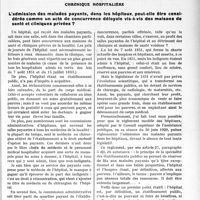 1680 - Page 2531 - Partie professionnelle. Travaux Originaux. Chronique hospitalière. L’admission des malades payants, dans les hôpitaux, peut-elle être considérée comme un acte de concurrence déloyale vis-à-vis des maisons de santé et cliniques privées ? [Dr Paul Boudin]