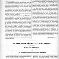 1681 - Page 2532 - Partie professionnelle. Travaux Originaux. Chronique hospitalière. L’admission des malades payants, dans les hôpitaux, peut-elle être considérée comme un acte de concurrence déloyale vis-à-vis des maisons de santé et cliniques privées ? [Dr Paul Boudin] / Le concours médical et ses filiales. Mutualité familiale. Les combinaisons indemnités-maladies