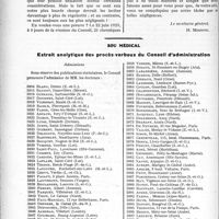 1683 - Page 2534 - Partie professionnelle. Le concours médical et ses filiales. Mutualité familiale. Un mot à nos chroniques / Sou médical. Extrait analytique des procès-verbaux du Conseil d’administration