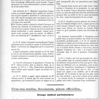 1685 - Page 2536 - Partie professionnelle. Le concours médical et ses filiales. Sou médical. Extrait analytique des procès-verbaux du Conseil d’administration / Comptes rendus, documents, pièces officielles... Groupe médical parlementaire