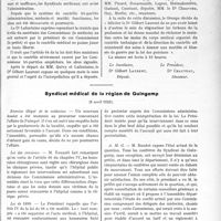 1686 - Page 2537 - Partie professionnelle. Comptes rendus, documents, pièces officielles... Groupe médical parlementaire / Syndicat médical de la région de Guingamp, (6 avril 1923)