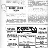 1691 - Page 2542-XLVI - Note de pratique quotidienne. Traitement des insomnies / Documents officiels. A L’officiel. Règlement administratif concernant l’organisation et le fonctionnement du centre régional contre le cancer de Toulouse