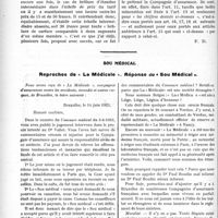 1735 - Page 2586 - Partie Professionnelle. Travaux Originaux. Chronique des accidents du travail. Surface des brûlures. Tarif de l’aide / Sou médical. Reproches de « La Médicale ». Réponse du « Sou Médical