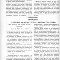 1737 - Page 2588 - Partie Professionnelle. Travaux Originaux. Sou médical. Reproches de « La Médicale ». Réponse du « Sou Médical / Jurisprudence. Trouble pour les voisins. — Usine. — Voisinage d’une clinique