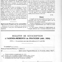 1742 - Page XLIII-2593 - Correspondance. Délai de révision de la rente d’un blessé du travail / Dégrèvement d’impôt sur les automobiles / Bulletin de souscription à l’agenda-memento du praticien"