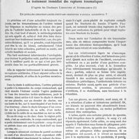1750 - Page 2601 - La clinique urologique au goût du jour. Les ruptures de l'urètre par traumatismes accidentels et thérapeutiques. I Le traitement immédiat des ruptures traumatiques. D'après les docteurs lepoutre et stobbaerts. En quelle circonstances peut-on observer pareils accidents