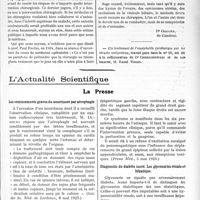 1774 - Page 2625 - Partie scientifique. Travaux Originaux. Médecine pratique. Les maladies des femmes / L’actualité Scientifique. La Presse. Les vomissements graves du nourrisson par aérophagie [(Gaz. des Sc. Méd. de Bordeaux, 6 mai 1923)] / Le diagnostic précoce de l’appendicite suraiguë [(Presse Méd, 5 mai 1923)] / Diagnostic du diabète sucré. Les glycosuries rénale et hépatique [(Paris médical, 5 mai 1923)]